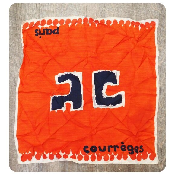 Vintage Courreges Paris Silk Hand Rolled Scarf - Picture 1 of 4